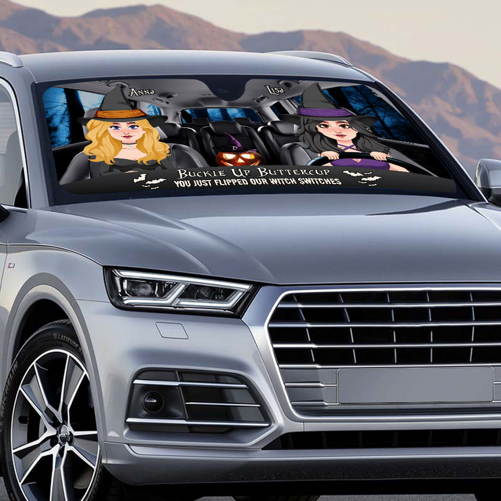 Attachez votre ceinture, Belle-Fleur - Pare-soleil de voiture personnalisé Sorcière