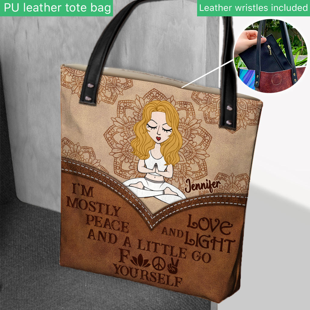 I'm Mostly Peace - Personalized Yoga Tote Bag