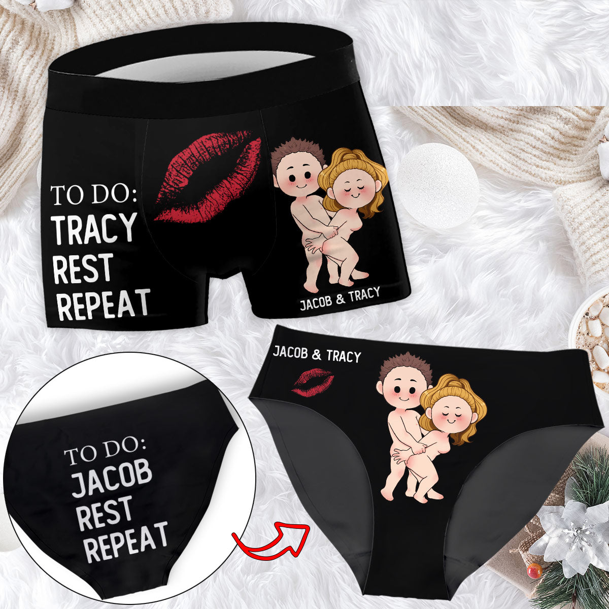 Liste de choses à faire - Slips personnalisés pour couples (femmes et hommes)