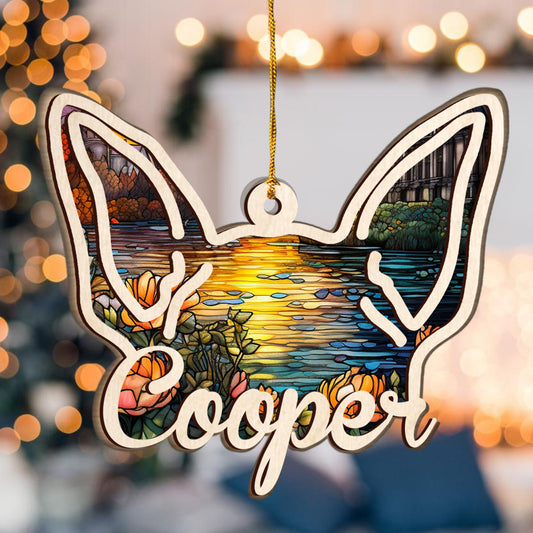 Dog Ears - Gift for dog lovers, cat lover, who lost dog, who lost cat - Personalized 2 Layered Piece Ornament