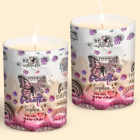 Bougie papillon personnalisée avec couvercle en bois - Affirmations positives