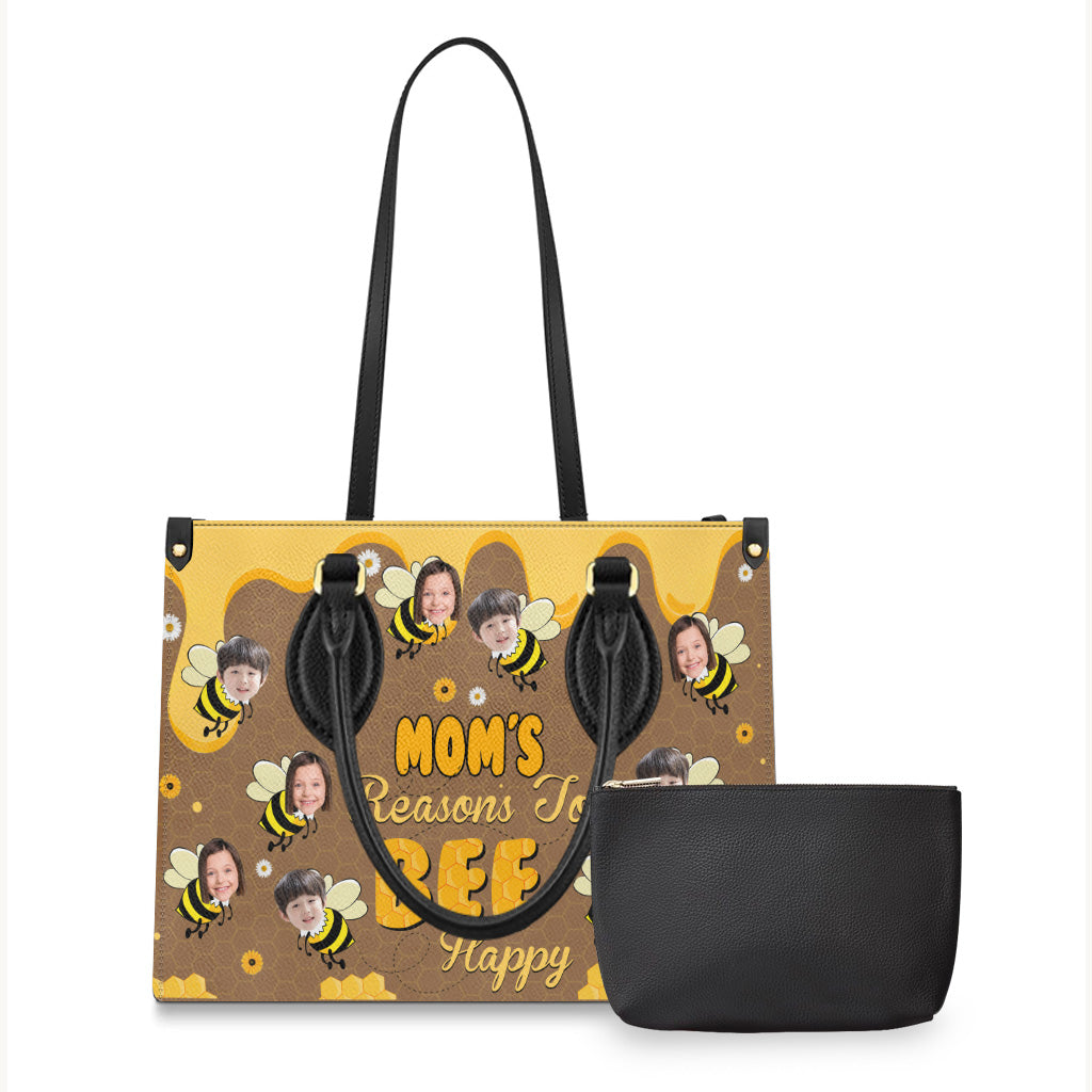 Soyez heureuse - Cadeau pour grand-mère, maman - Sac à main en cuir personnalisé