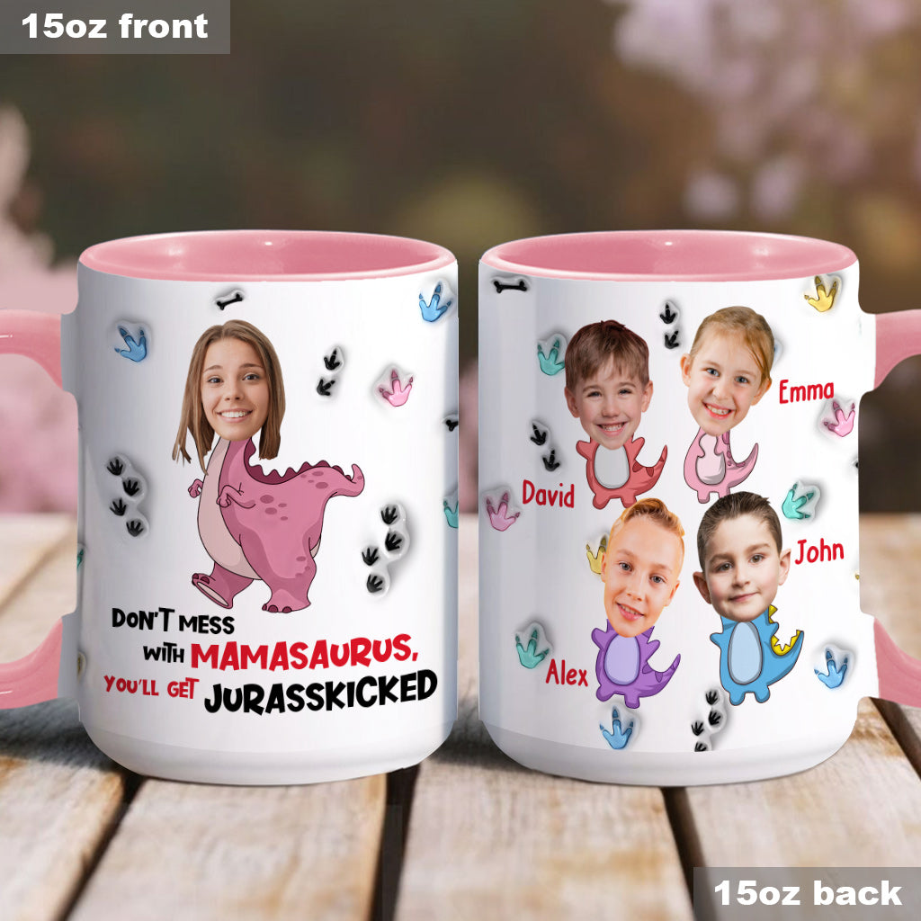 Ne vous frottez pas à Mamasaurus Jurasskicked - Mug personnalisé pour maman