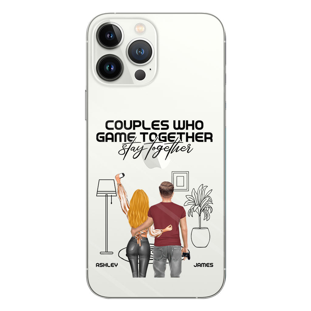 Les couples qui jouent ensemble restent ensemble - Coque de téléphone transparente personnalisée pour jeux vidéo