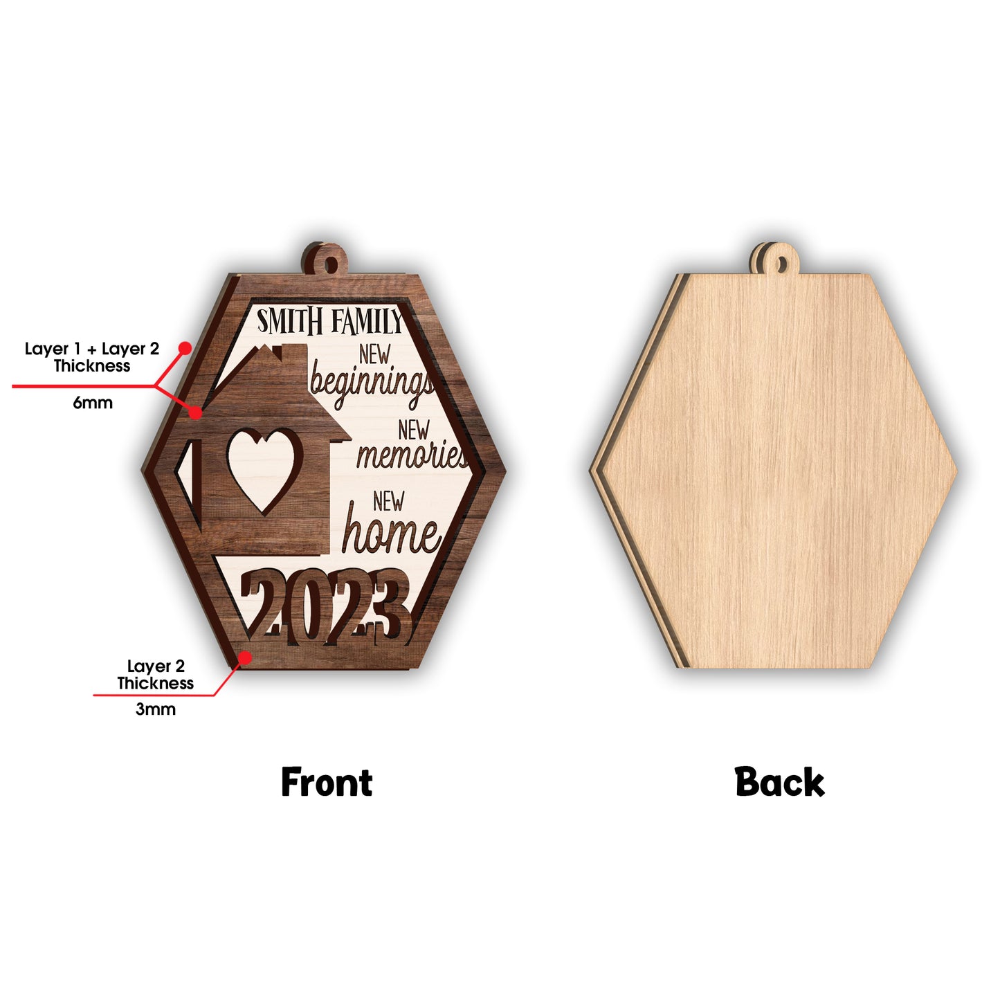 Nouveaux départs, nouveaux souvenirs, nouvelle maison - Ornement personnalisé à deux niveaux pour une pendaison de crémaillère