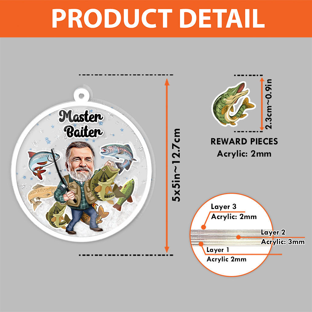 Maître Baiter - Ornement de pêche personnalisé à 3 couches