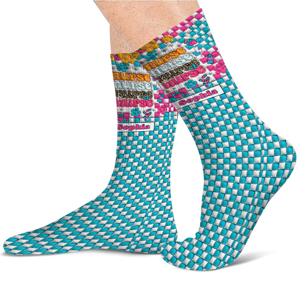 Vie d'infirmière - Cadeau pour maman, elle, épouse, petite amie, amie - Chaussettes personnalisées