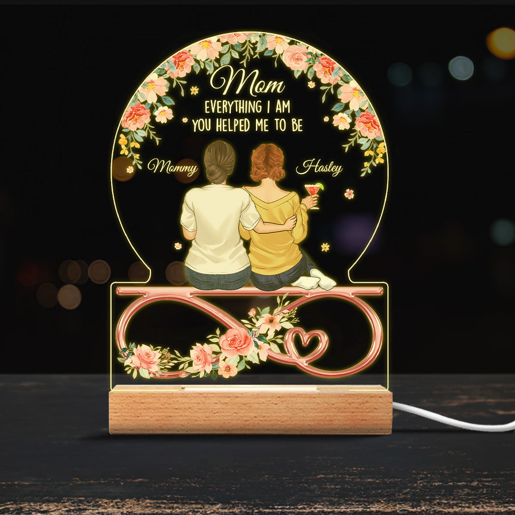 Tu m'as aidée à devenir maman - Plaque lumineuse personnalisée en forme de mère