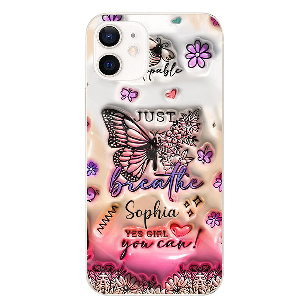 Positive Affirmations Butterfly - Personalized Butterfly Clear Phone Case