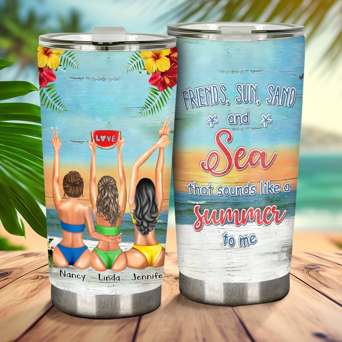 Je t'aime jusqu'à la plage et retour - Cadeau pour ma meilleure amie - Gobelet personnalisé