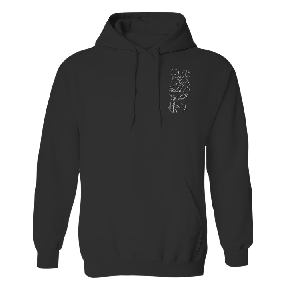 Sweat à capuche brodé personnalisé avec motif au trait - Grand-père personnalisé