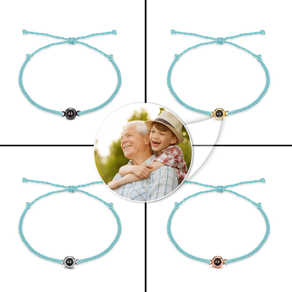 Je t'aime, Papi - Cadeau pour grand-père - Bracelet à projection personnalisé