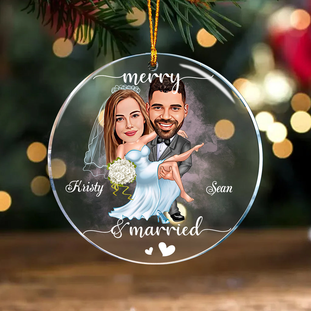 Joyeux mariage - Ornement transparent personnalisé pour mari et femme