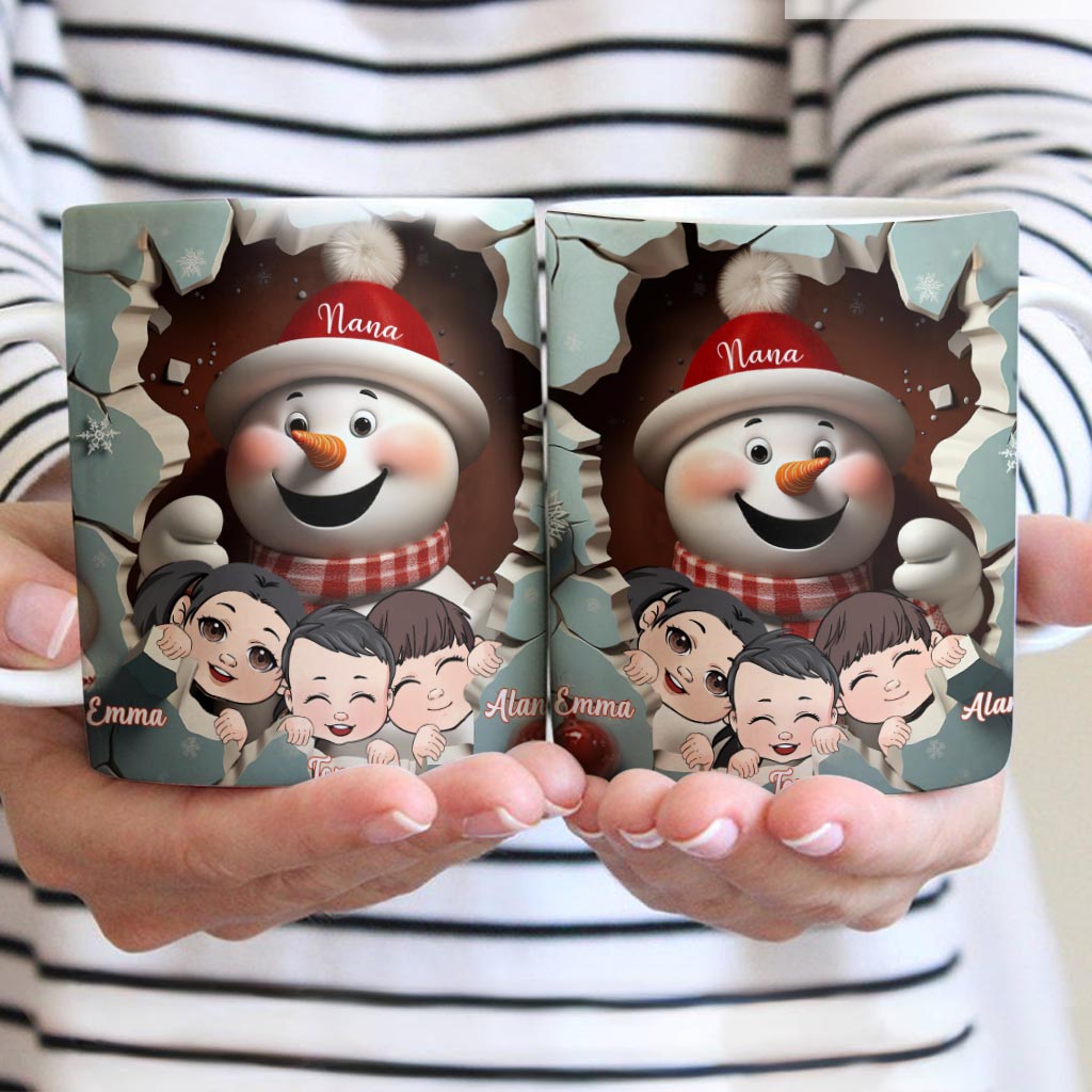 Grand-mère/Mamie/Mimi/Gigi... - Mug personnalisé Bonhomme de neige