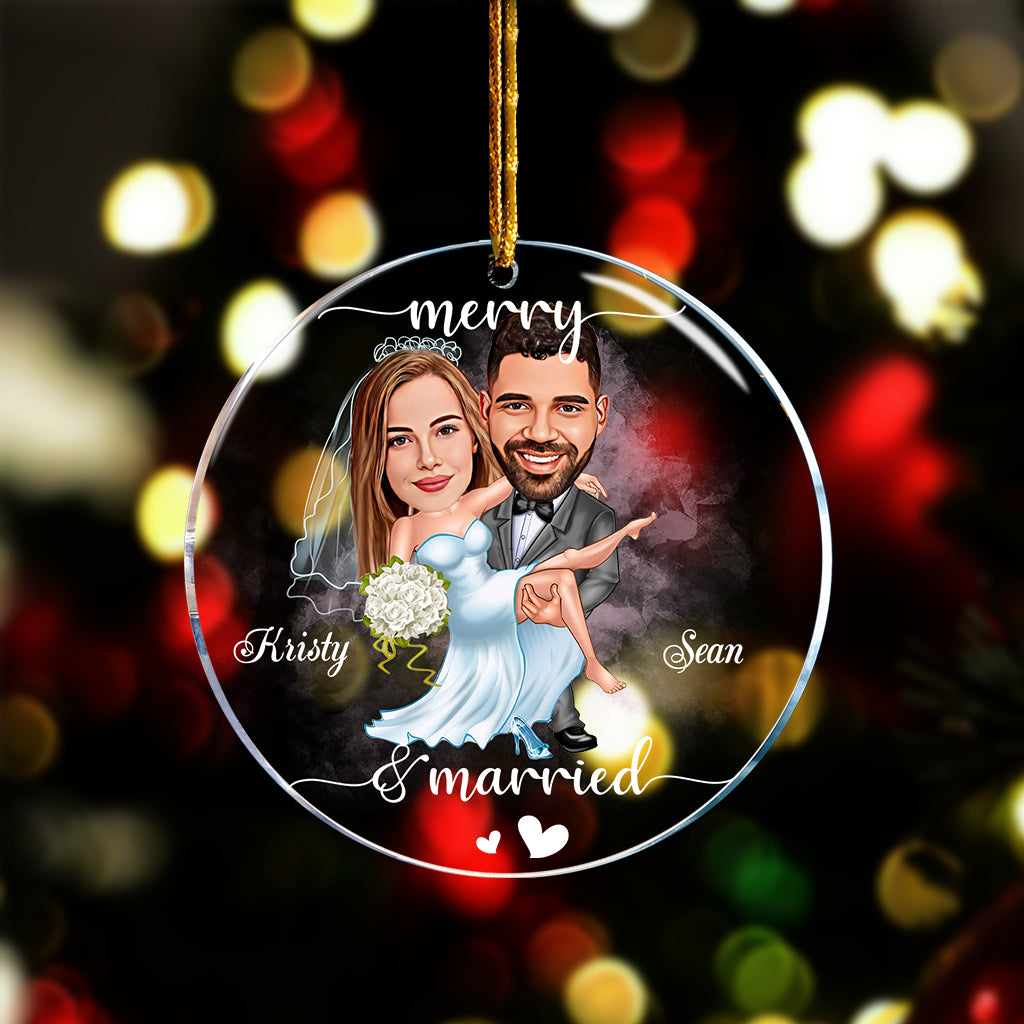 Joyeux mariage - Ornement transparent personnalisé pour mari et femme