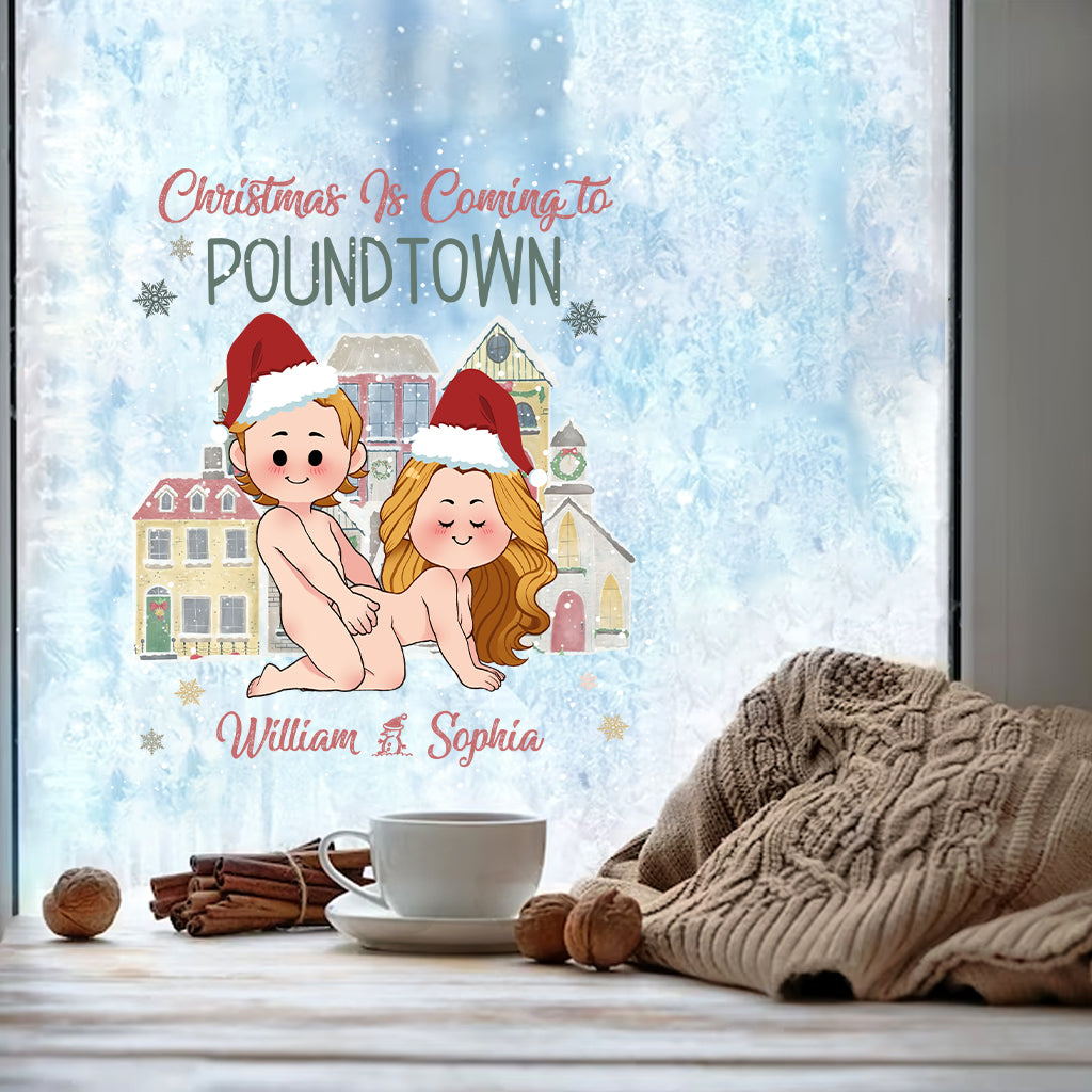 Joyeux Noël à Poundtown ! – Cadeau pour épouse ou époux – Autocollant personnalisé découpé à la forme