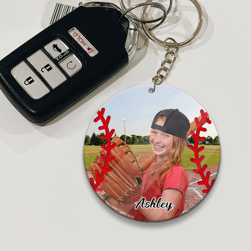 My Heart Is On That Field - Personalized Softball Keychain