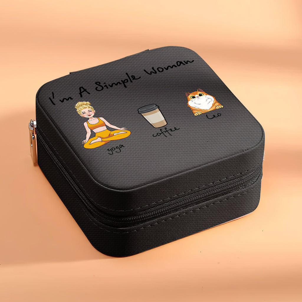 Je suis une femme simple - Cadeau de yoga pour les amoureux des chiens et des chats - Coffret à bijoux personnalisé
