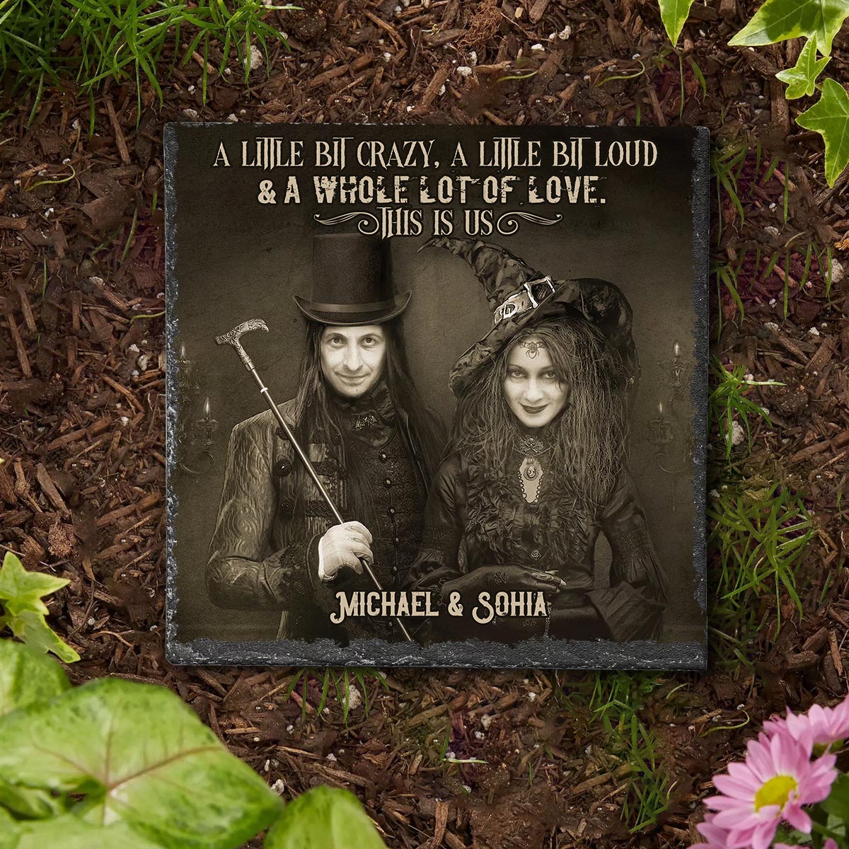 Jusqu'à ce que la mort nous sépare - Pierre carrée personnalisée pour couple