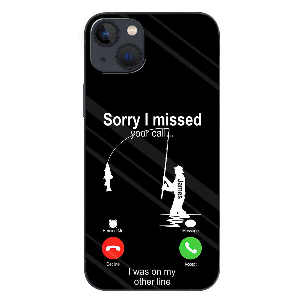 Désolé(e) d'avoir manqué votre appel, j'étais en ligne - Coque de téléphone transparente personnalisée sur le thème de la pêche