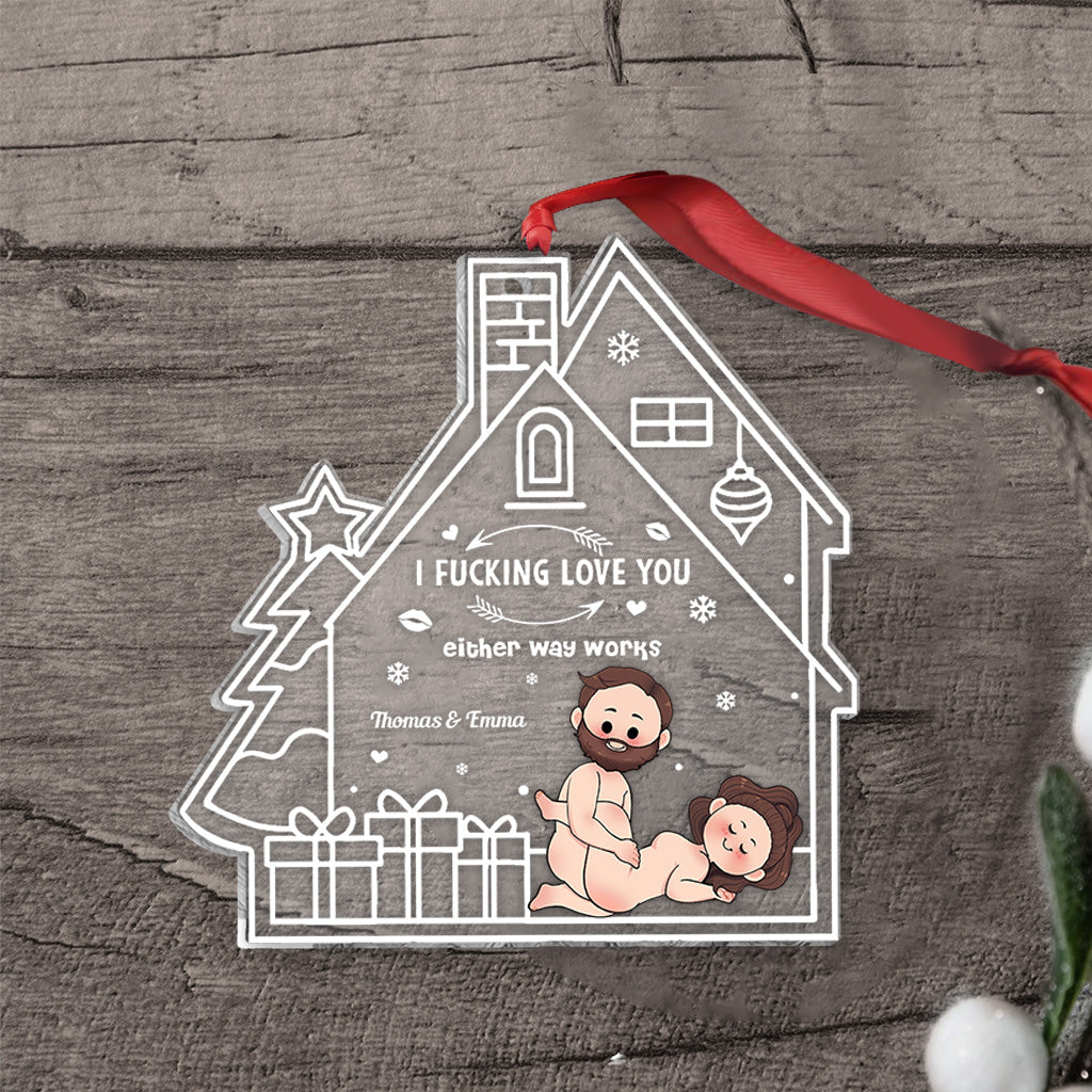 I love You - Personalized Couple Transparent Ornament