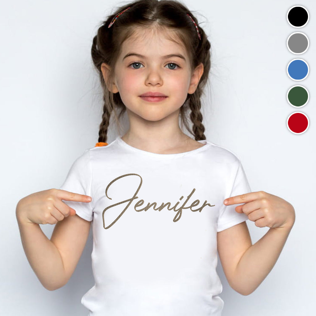 T-shirt brodé personnalisé avec nom pour petite-fille
