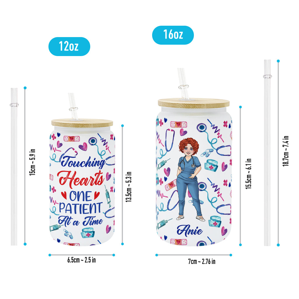 Touching Hearts - Personalized Nurse Can Glass