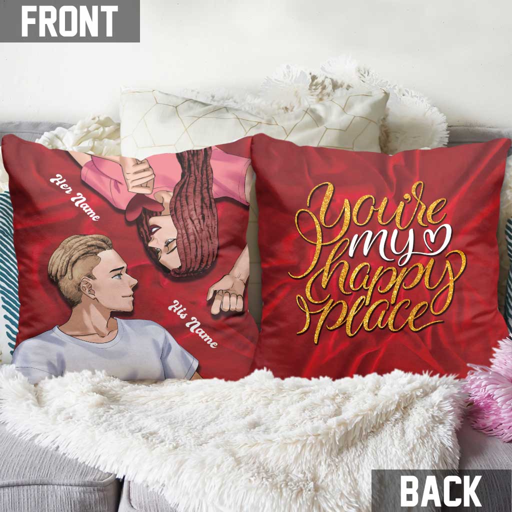 You're My Happy Place - Personalized Couple Throw Pillow