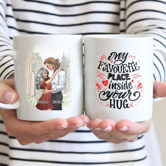 Mon endroit préféré, c'est dans tes bras - Mug personnalisé pour couples