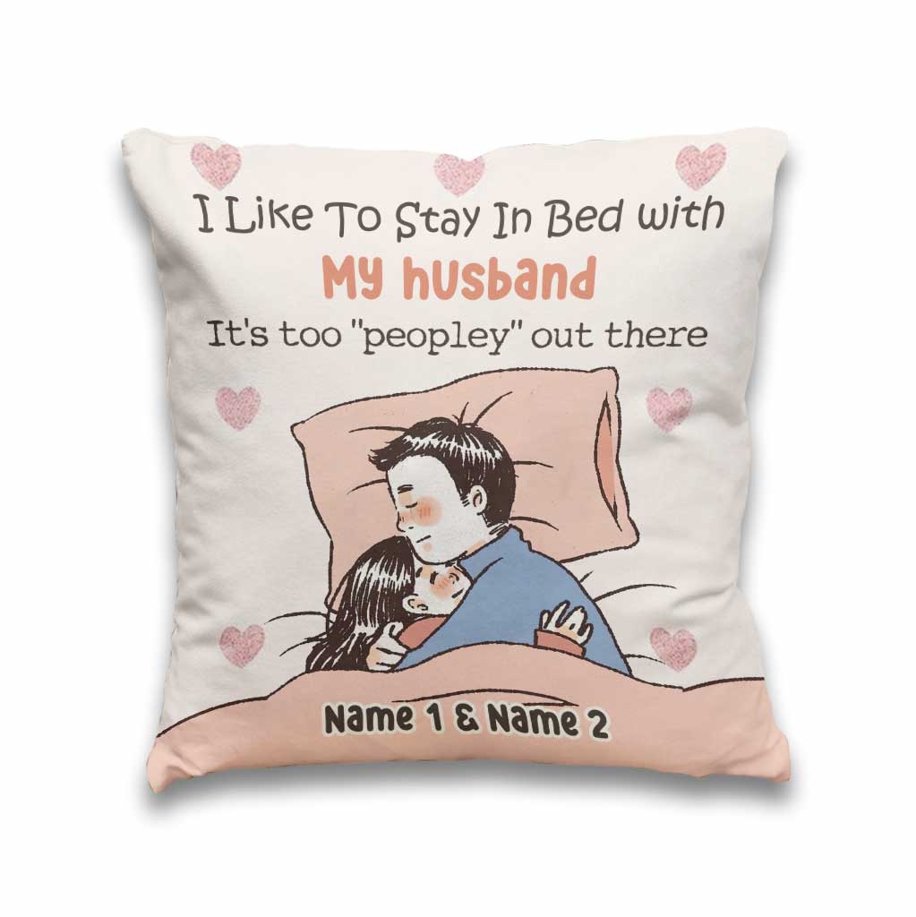 J'aime rester au lit - Coussin décoratif personnalisé pour couple
