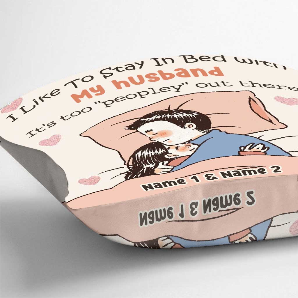 J'aime rester au lit - Coussin décoratif personnalisé pour couple