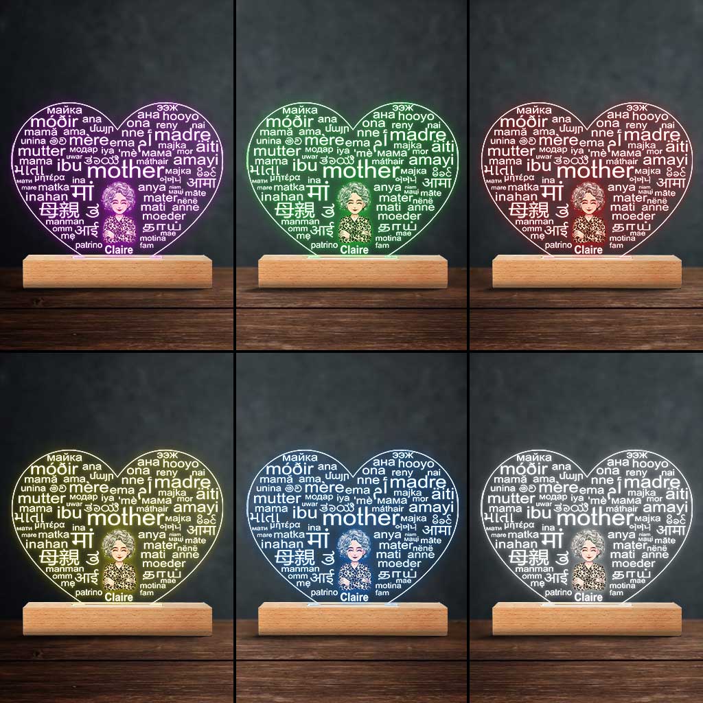 Langue internationale - Plaque lumineuse personnalisée en forme de mère pour la fête des mères