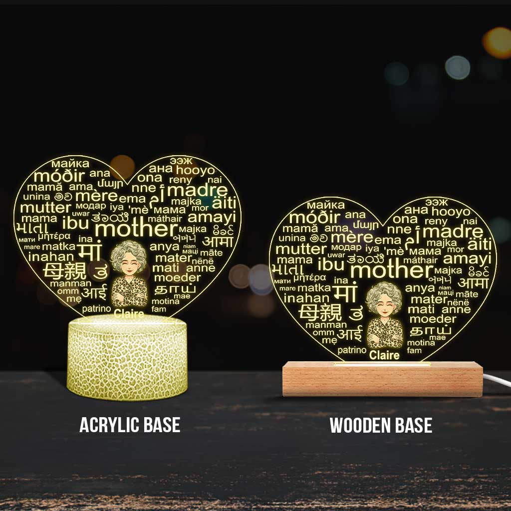 Langue internationale - Plaque lumineuse personnalisée en forme de mère pour la fête des mères
