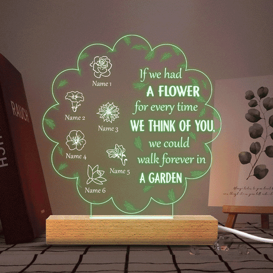 Si nous avions une fleur pour chaque fois que nous pensons à toi - Cadeau pour maman, grand-mère, tante - Plaque lumineuse personnalisée