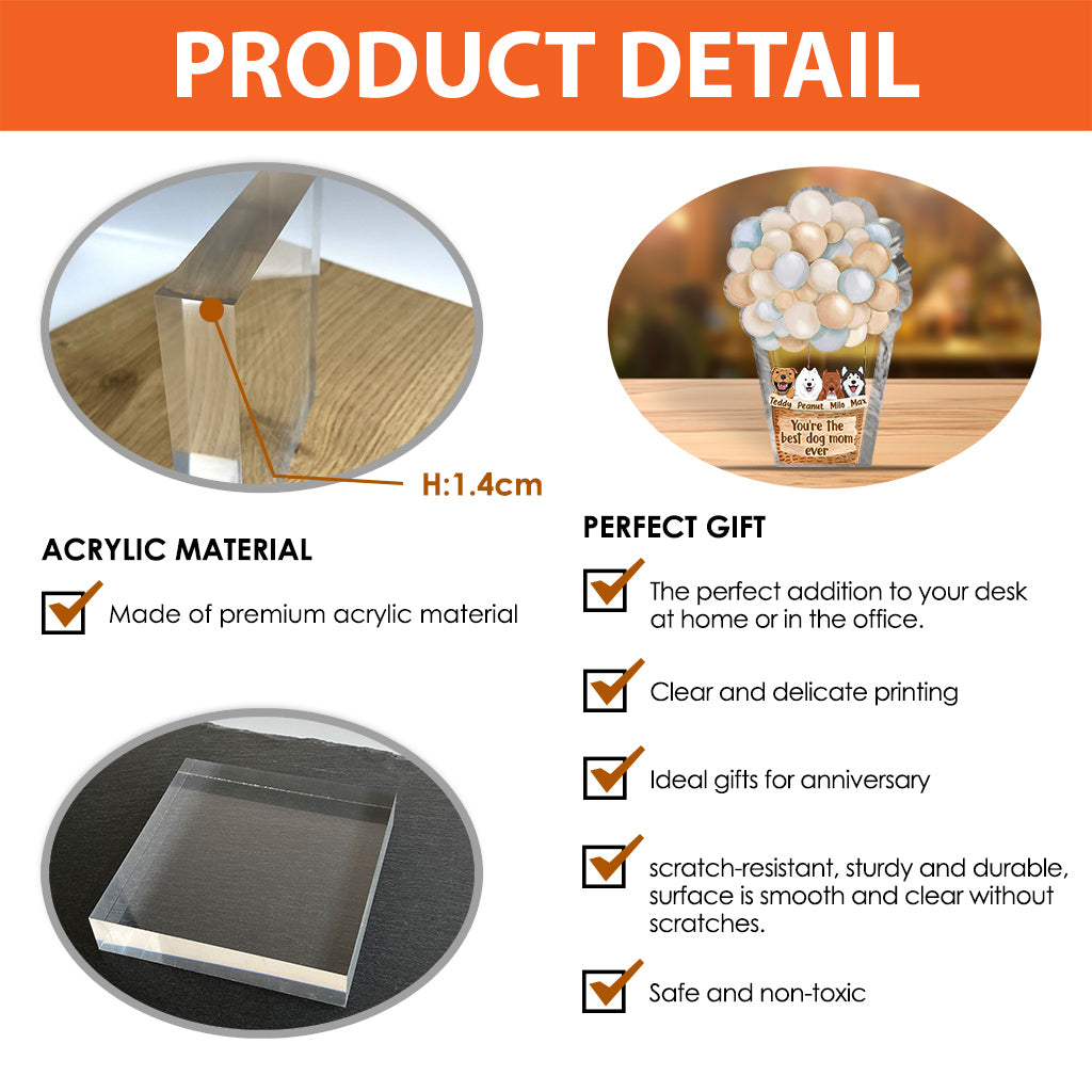 Maman de chien - Plaque acrylique personnalisée en forme de chien pour la fête des mères