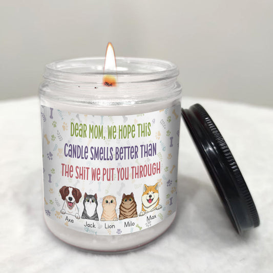 Cadeau humoristique pour maman et papa chat - Bougie personnalisée pour chien pour la fête des mères 
