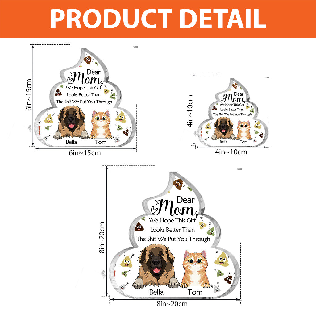 Cat Mom Cat Dad Funny Gift - Personalized Mother's Day Dog Custom Shaped Acrylic Plaque