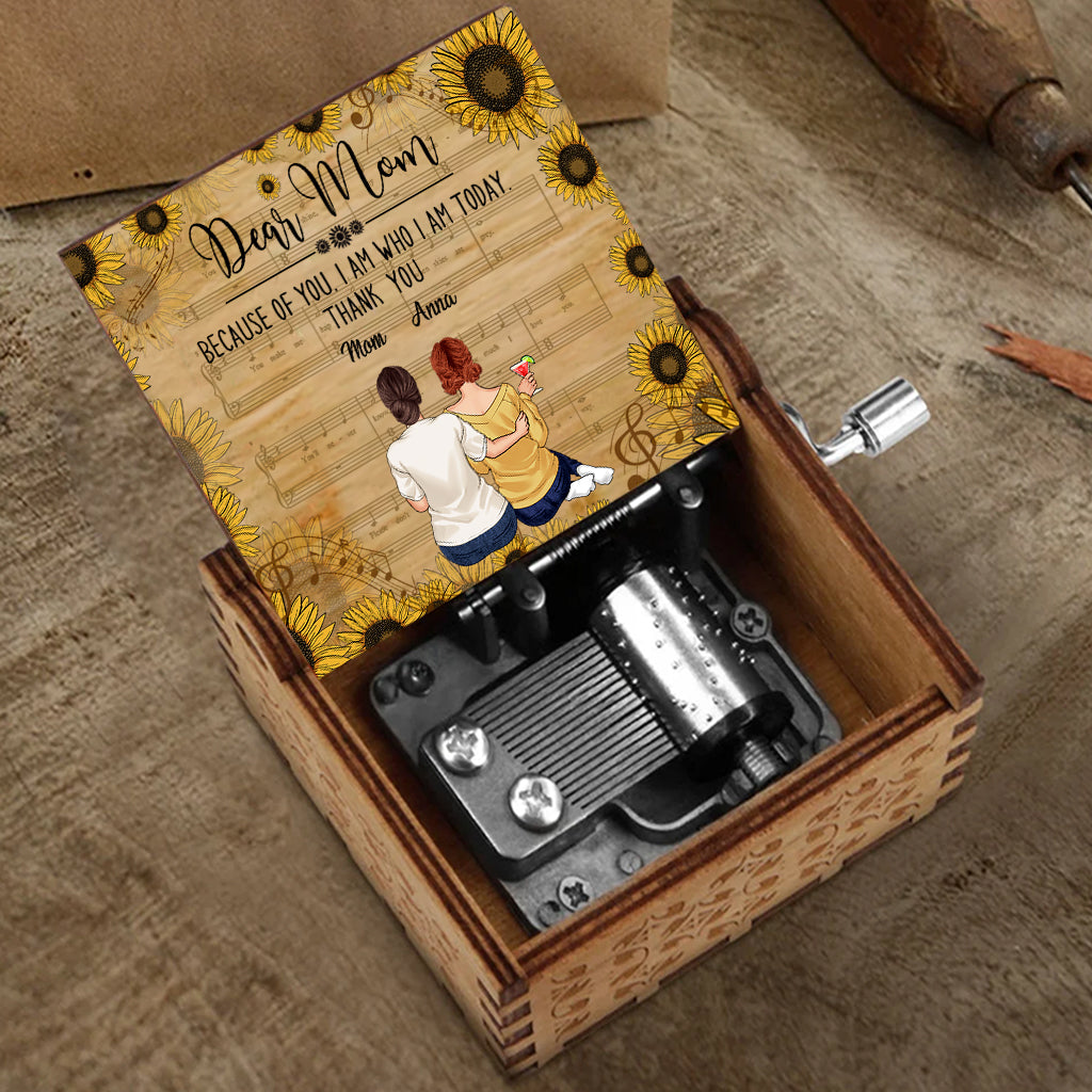 Grâce à toi - Boîte à musique à manivelle personnalisée pour la fête des mères