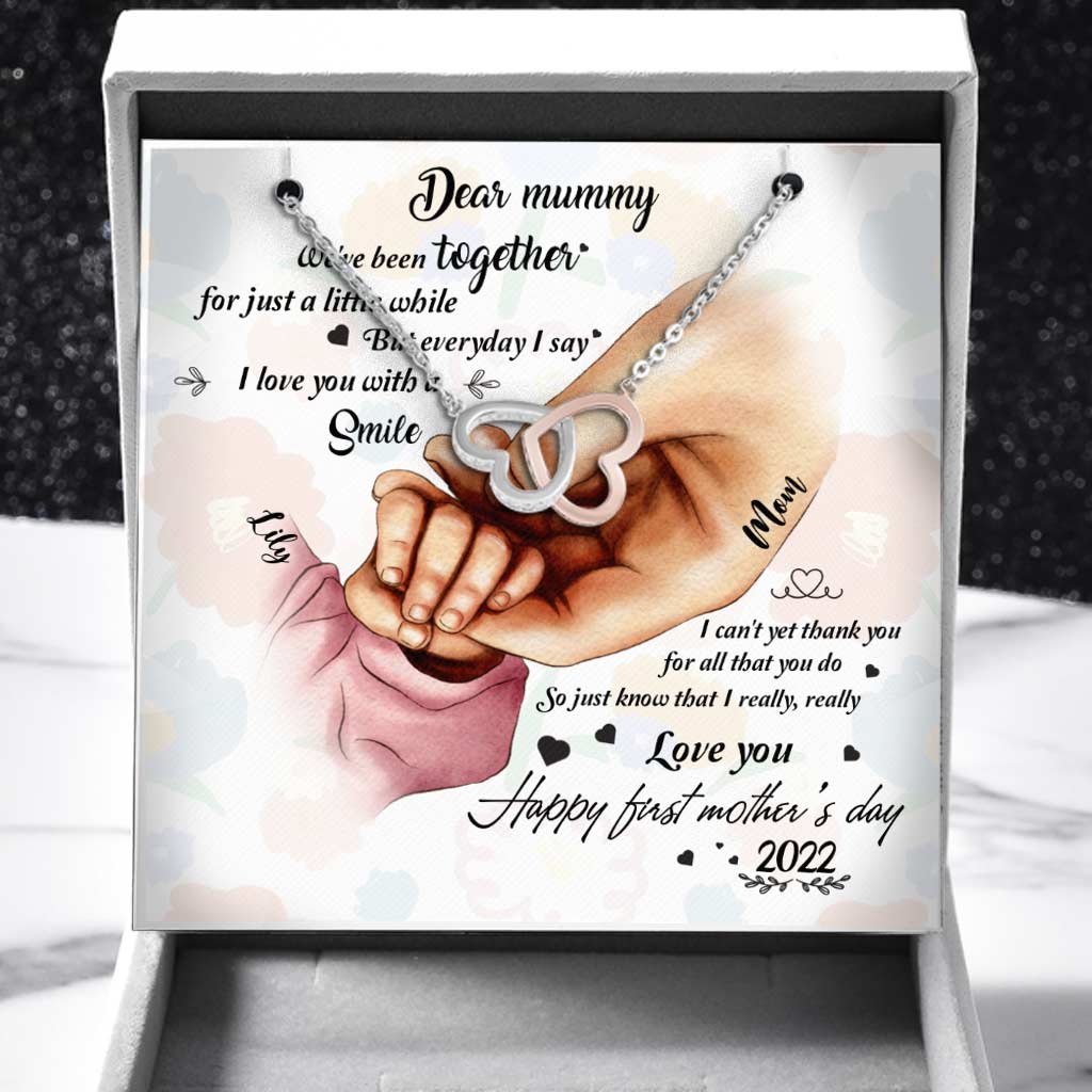 Everyday I Say I Love You - Personalized Mother's day Two Hearts Necklace