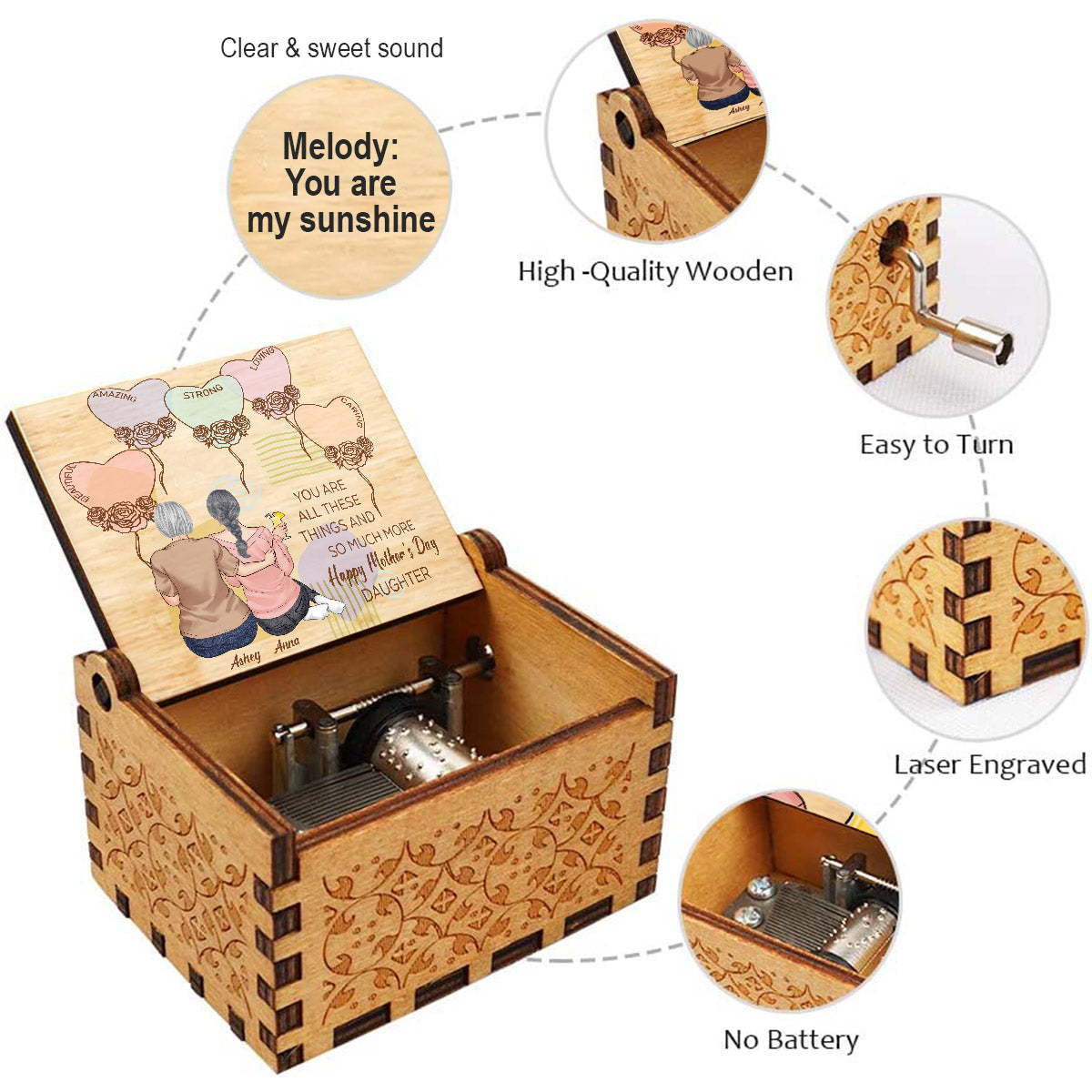 You Are All The Things - Personalized Daughter Hand Crank Music Box