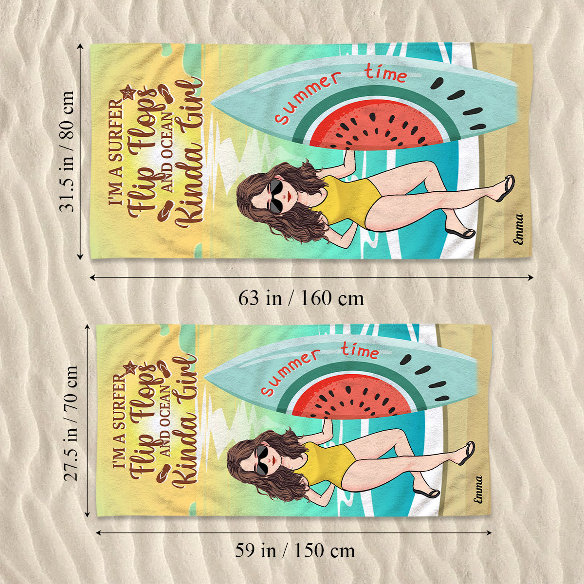Kinda Girl - Personalized Surfing Beach Towel