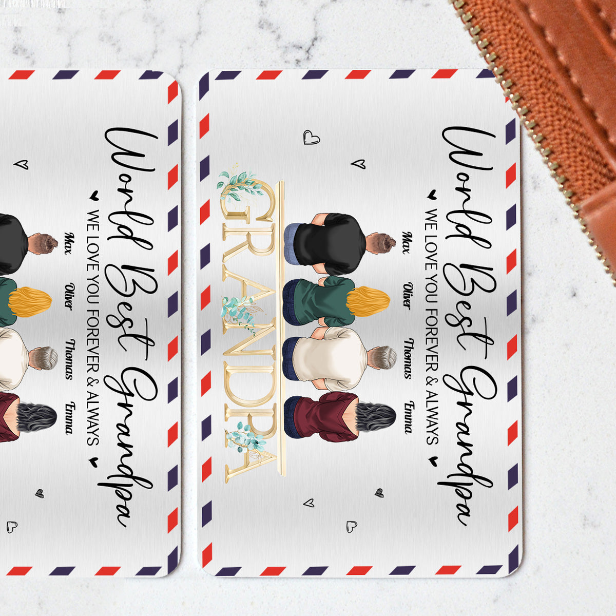 Carte à insérer dans le portefeuille Papa, on t'aime Papi - Personnalisée