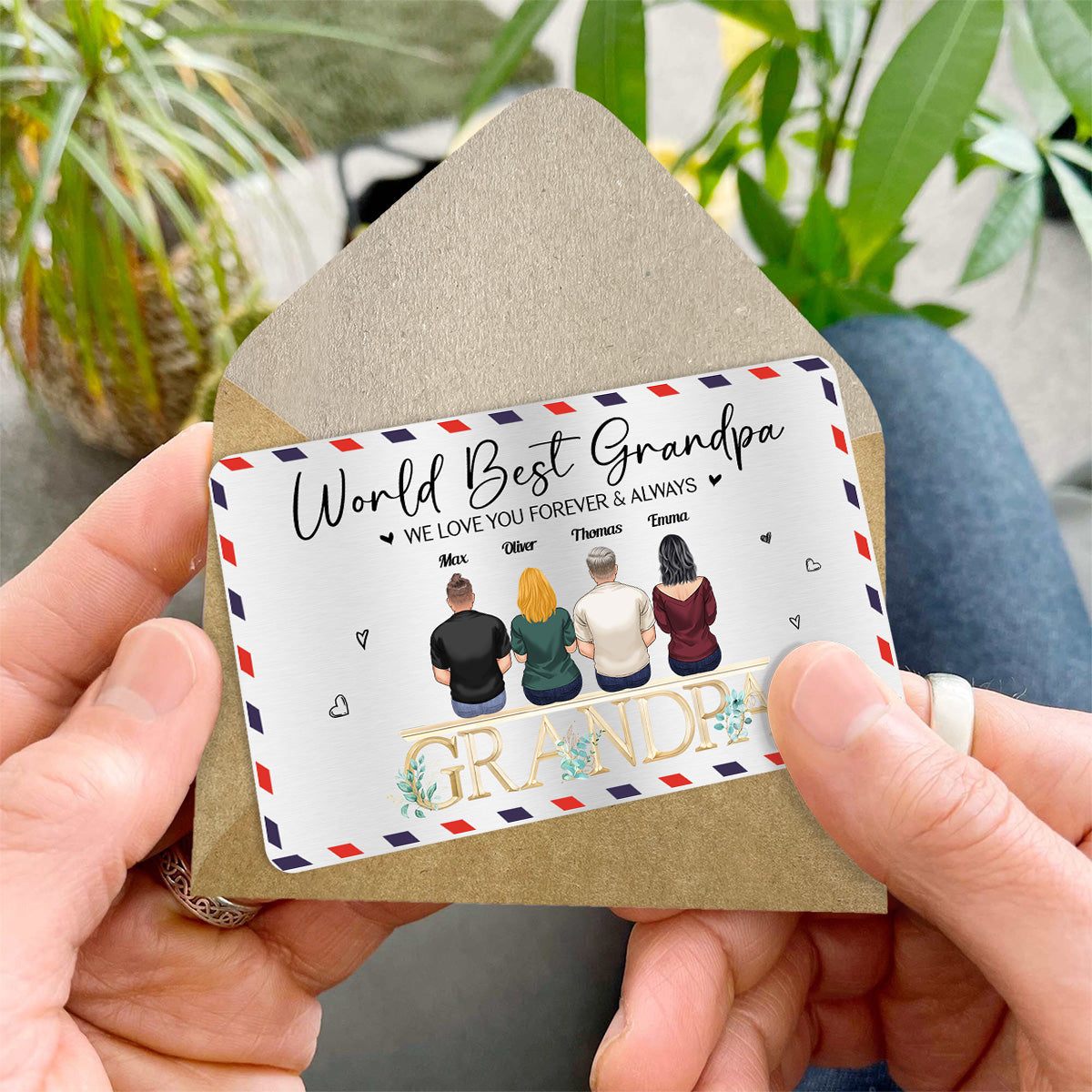 Carte à insérer dans le portefeuille Papa, on t'aime Papi - Personnalisée