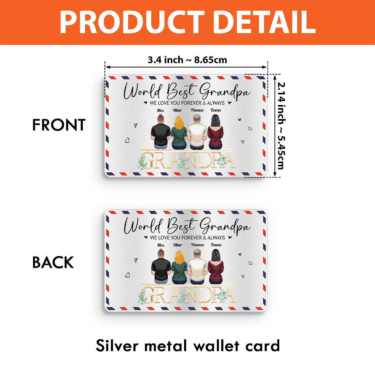 Carte à insérer dans le portefeuille Papa, on t'aime Papi - Personnalisée