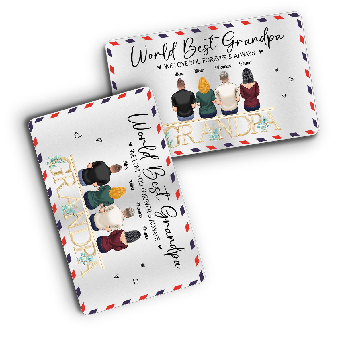 Carte à insérer dans le portefeuille Papa, on t'aime Papi - Personnalisée