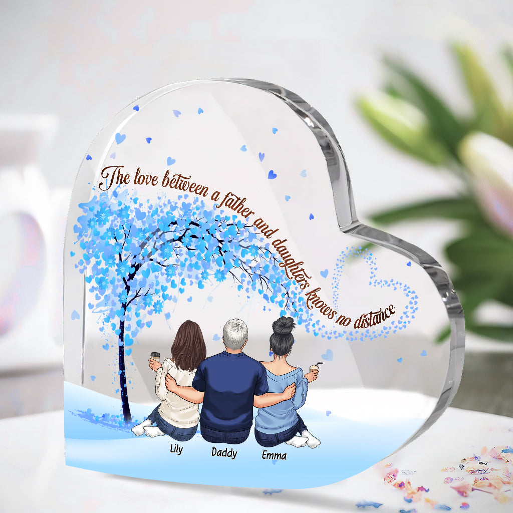 Père et filles - Plaque acrylique personnalisée pour père, en forme de pièce.