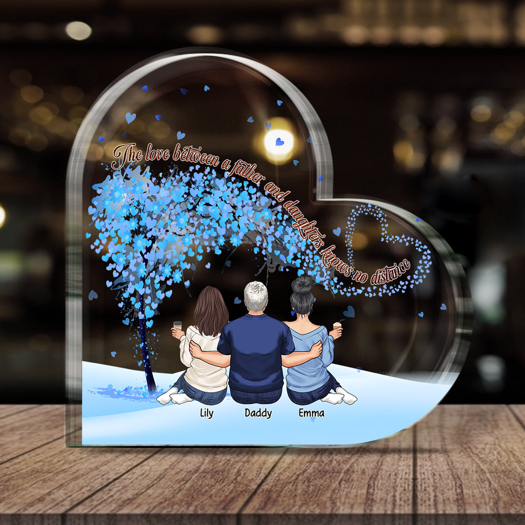 Père et filles - Plaque acrylique personnalisée pour père, en forme de pièce.