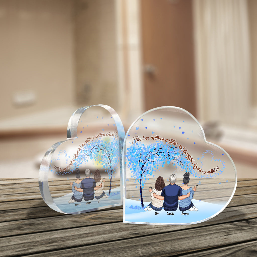 Père et filles - Plaque acrylique personnalisée pour père, en forme de pièce.