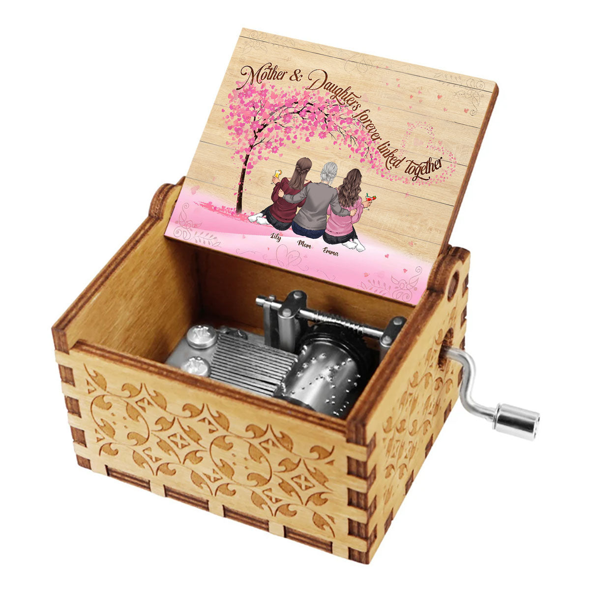 Mother & Daughters - Personalized Mother Hand Crank Music Box