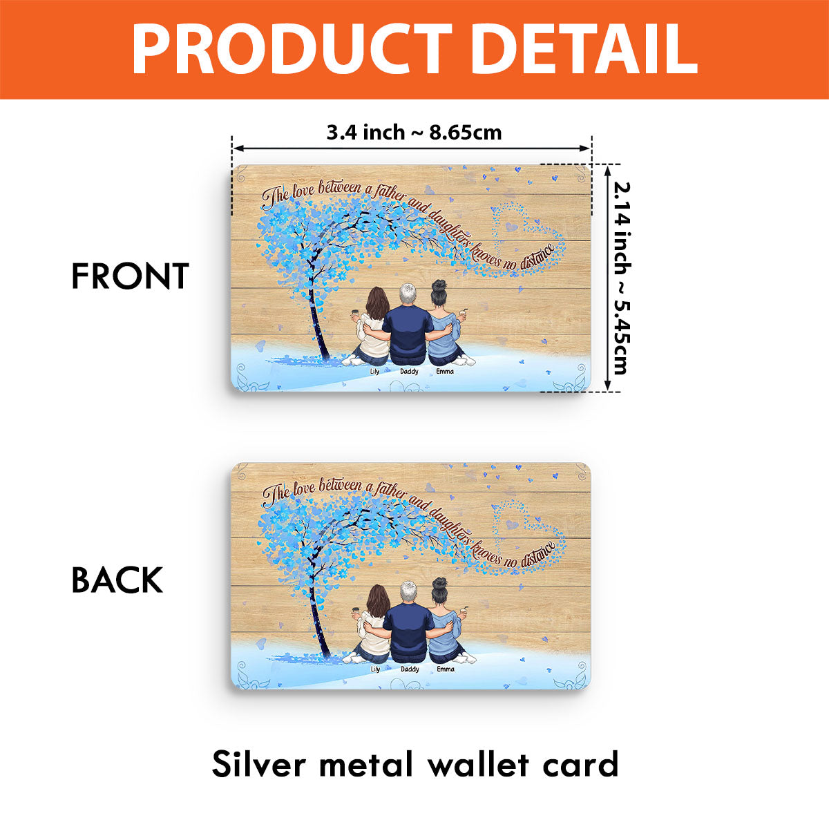 Père et filles - Carte personnalisée pour portefeuille du père